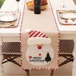 Christmas Table Runner Santa 69.5” New Holiday Decoration Festive Decor